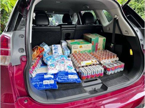 Purchasing supplies and giving food to support poor communities